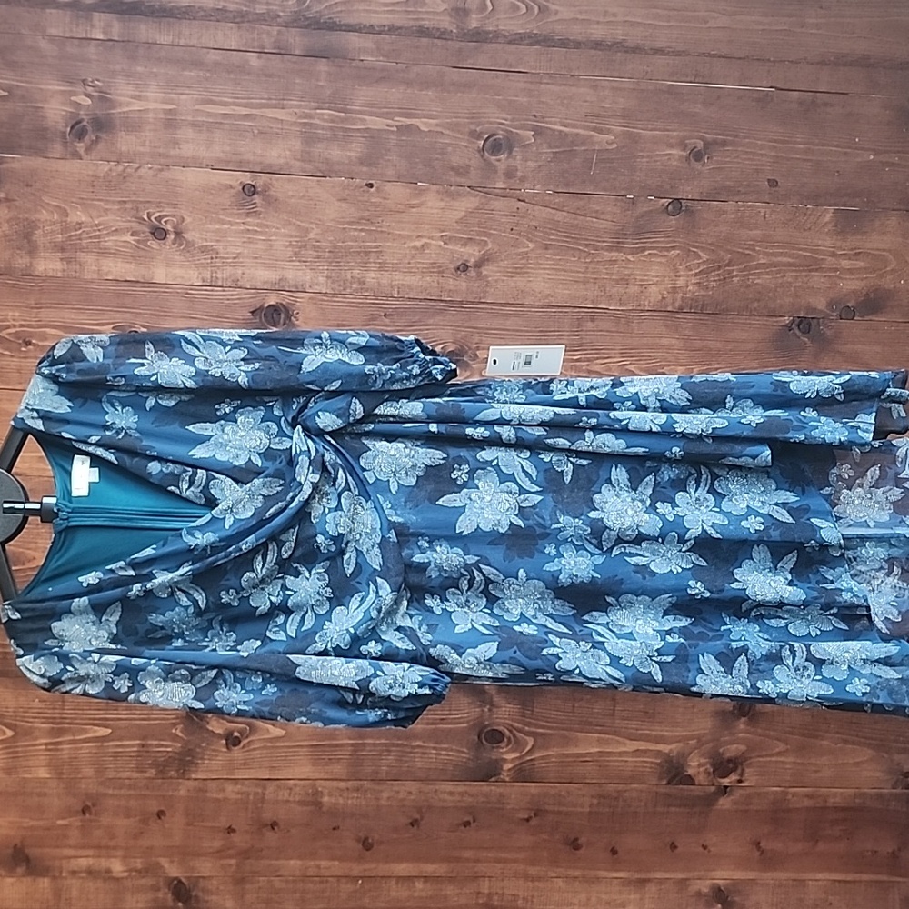 Harper Rose Stylish Blue Floral Wrap Dress